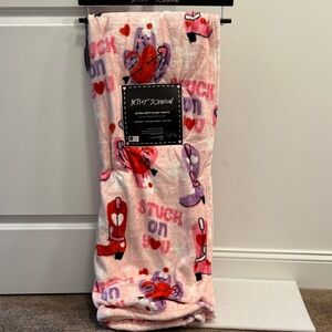 Betsey Johnson stuck on you cactus boots plush throw blanket 50” x 60” NWT